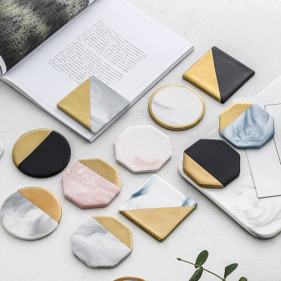 Gold Dipped Ceramic Coasters – vibesential