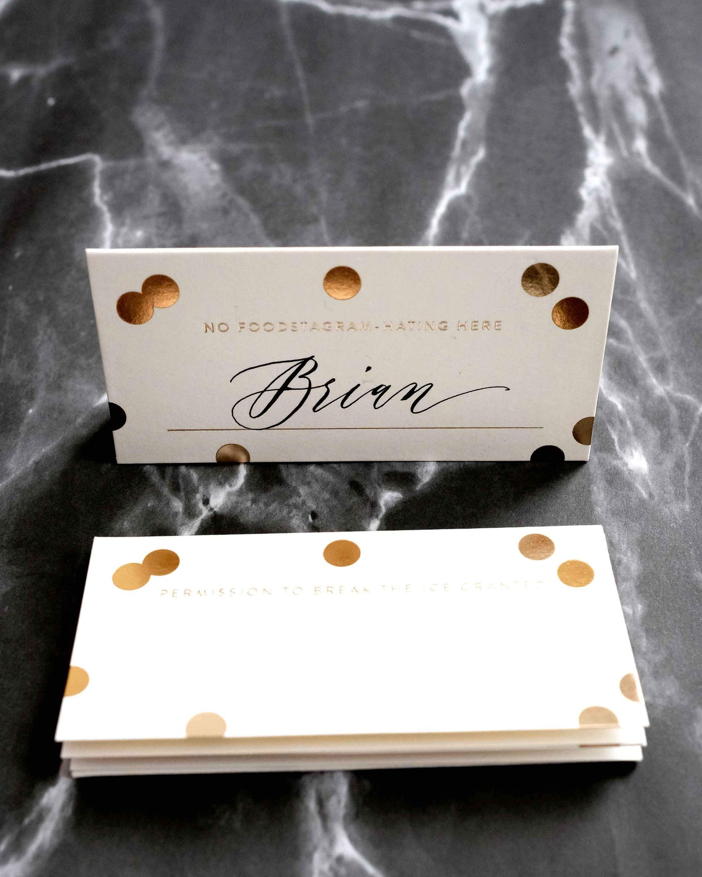 Gold Confetti Place Cards