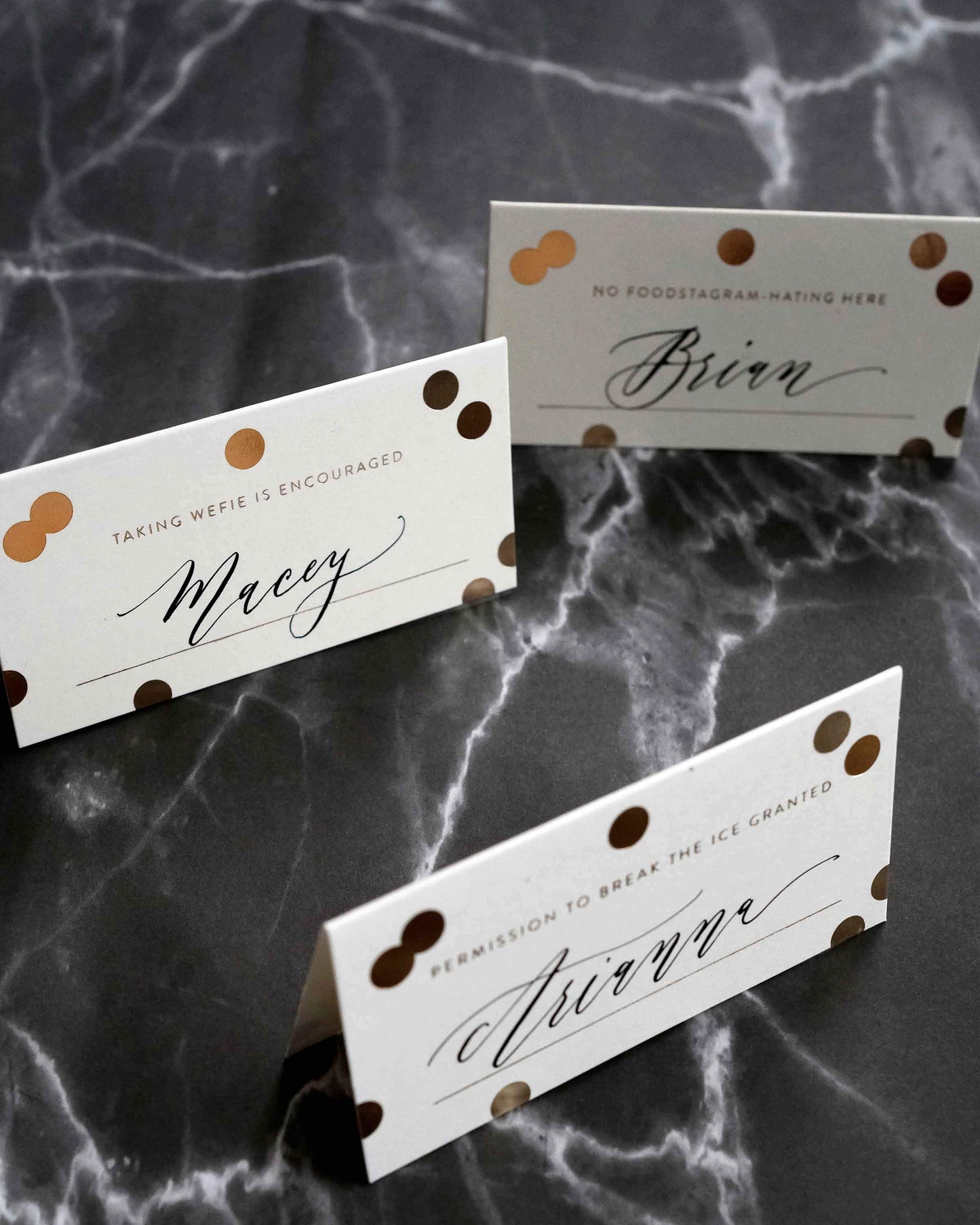 Gold Confetti Place Cards