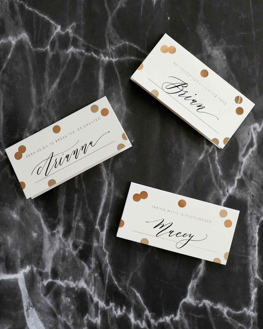 Gold Confetti Place Cards